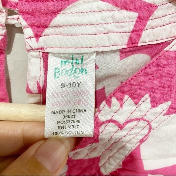 MINI BODEN Floral Tunic Top Pink White Beachy Tropical Barbiecore Size 9-10 year - Picture 8 of 10